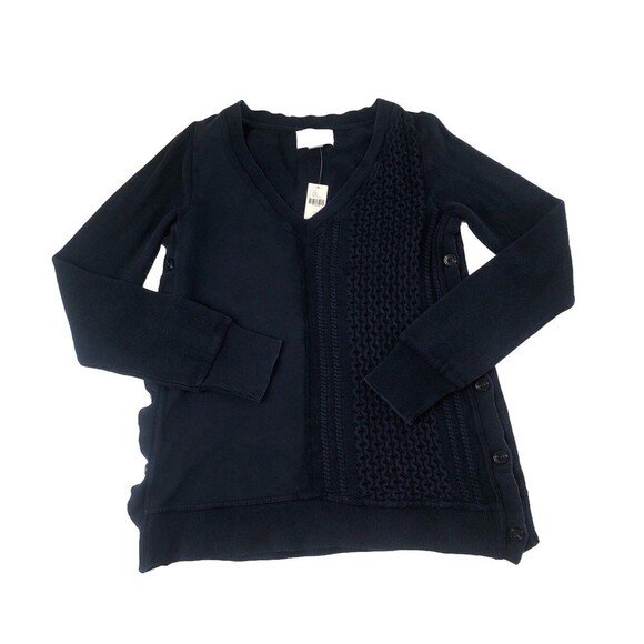 Anthropologie Saturday Sunday V-Neck Cable Knit Button Detail Sweater XS NWT - Picture 13 of 13